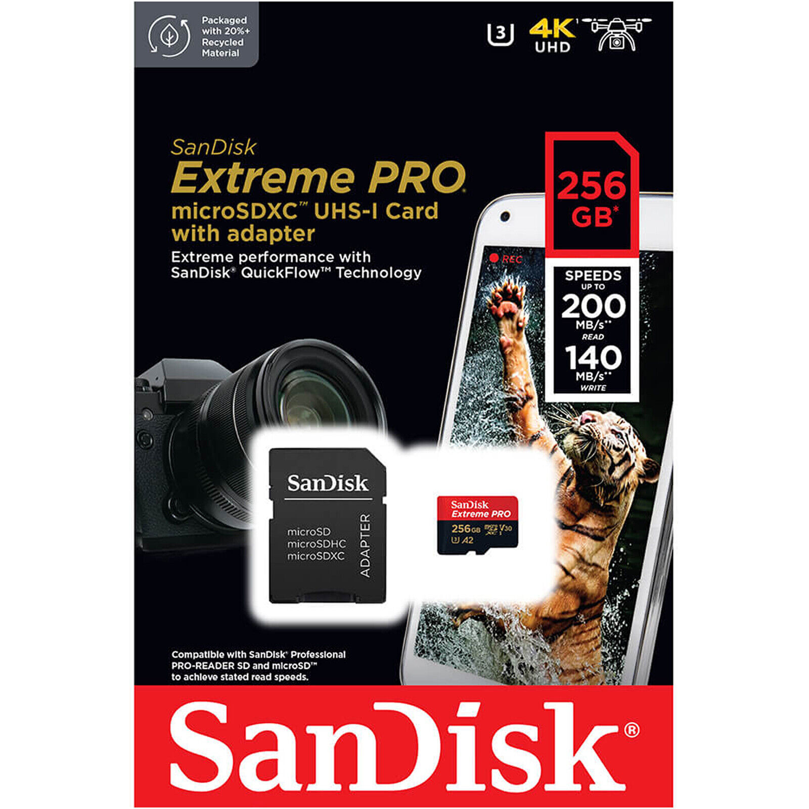 کارت حافظه سندیسک میکرو 256 گیگابایت SanDisk Extreme Pro 200MB/s